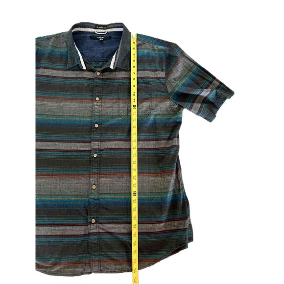 Carbon Mens Multicolor Button Up Short Sleeve Classic Fit Cotton XXL Color Block - Picture 6 of 10